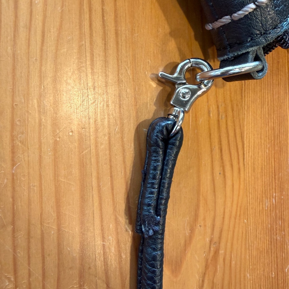 The Sak Crossbody‎ Bag -  Black Leather with Black and Tan Crochet Knit Twill - Picture 8 of 8